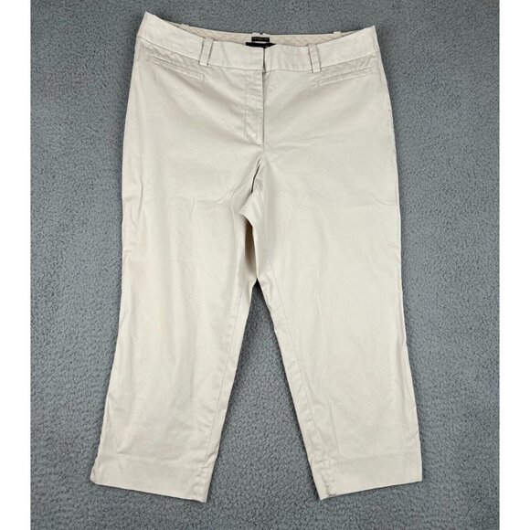 Talbots The Perfect Crop Curvy Fit Cream Pants 12p Capri Pockets Chino Stretch - Picture 1 of 11